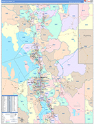 Wasatch Front Metro Area Wall Map Color Cast Style